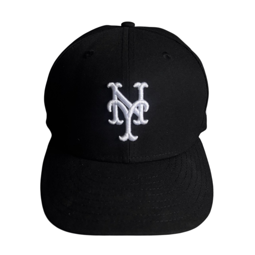 New York Mets Black Script 59FIFTY Fitted Baseball Cap Size 7 1/8